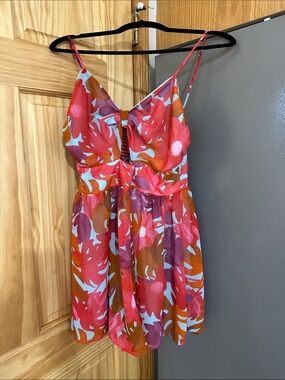 Petal & Pup Pink Orange Floral Romper